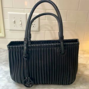 Giorgio Armani pleated leather open top purse